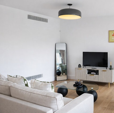 Relax on the sofa with a cup of tea before heading out for the day