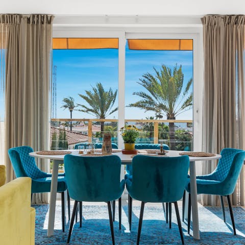 Serve up Spanish-inspired meals at the dining area with a view