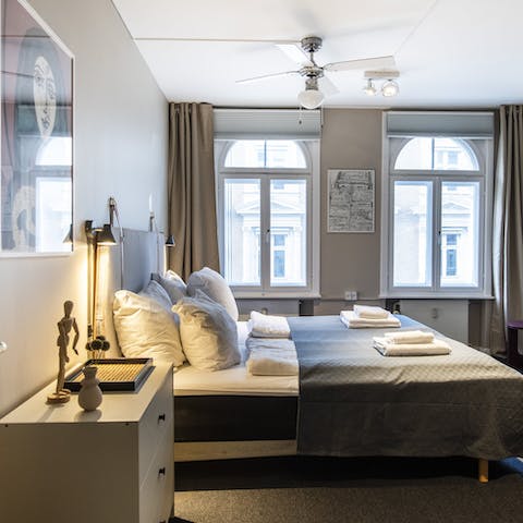 Wake up to elegant surroundings in the high-style bedrooms