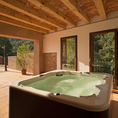 Take a long, relaxing soak in the communal hot tub