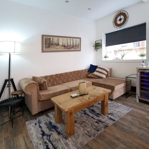 Get cosy in the snuggly lounge area