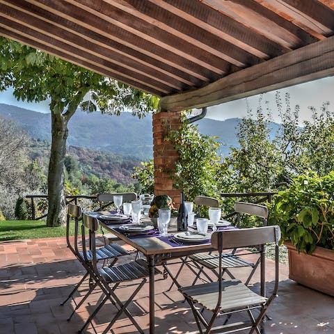 Serve up an Italian-inspired meal at the alfresco dining area