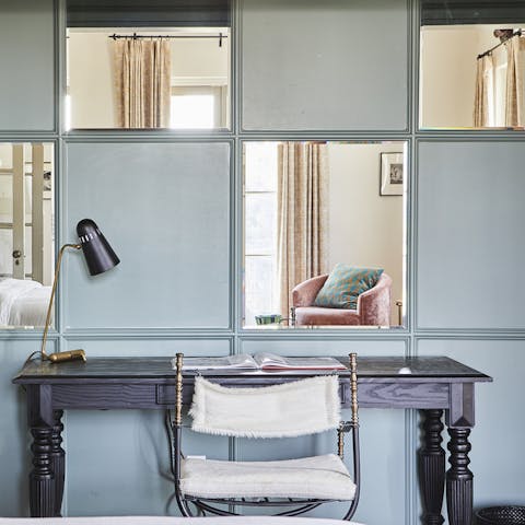 Catch up on work at the stunning desk space
