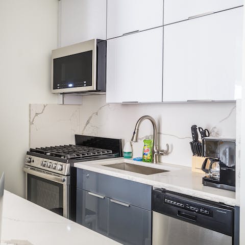 Rustle up a delicious dinner in the elegant kitchen