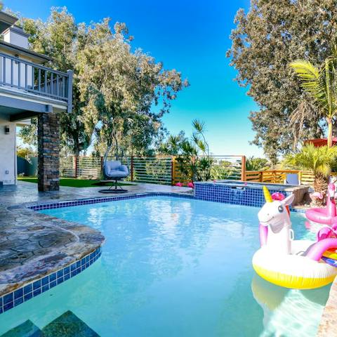Soak in the Californian sun from the swimming pool