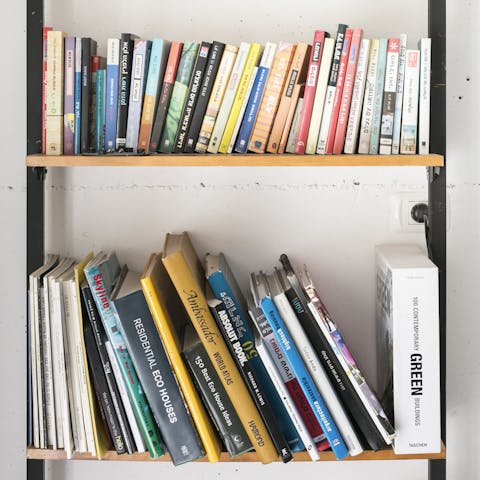 A collection of books in Hebrew and English