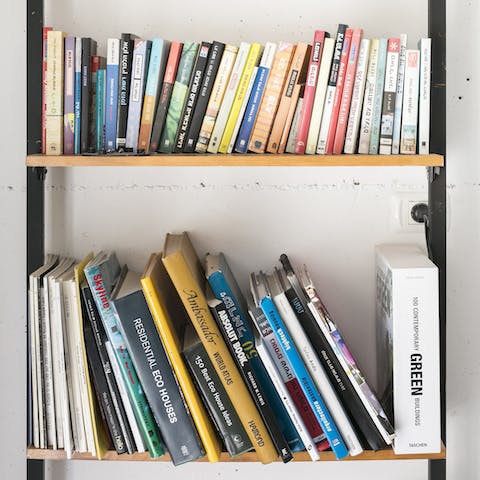 A collection of books in Hebrew and English