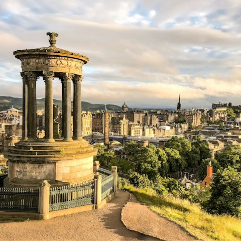 Enjoy incredible city views from Calton Hill – a short walk away
