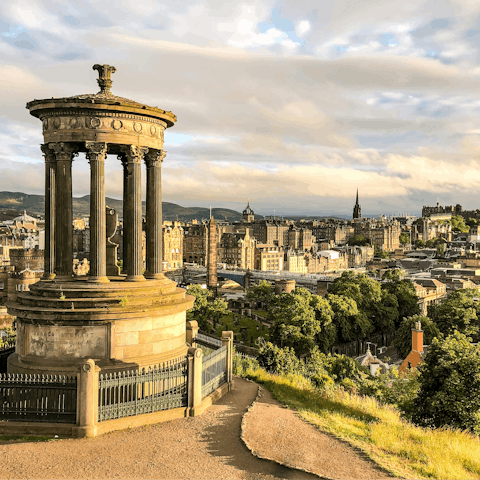 Enjoy incredible city views from Calton Hill – a short walk away