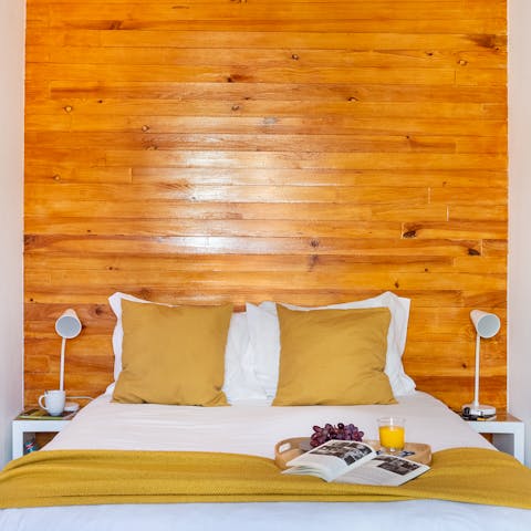 The wooden headboard