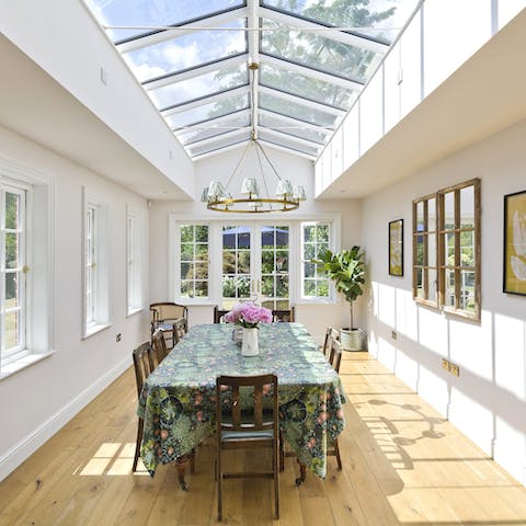 Dine with loved ones as the sun beams down from up above