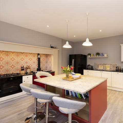 Enjoy a Scottish breakfast at the kitchen island before setting off for the day