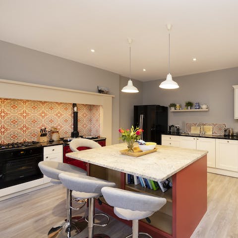 Enjoy a Scottish breakfast at the kitchen island before setting off for the day