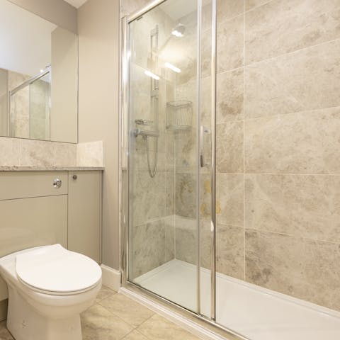 Relax your muscles with a long soothing shower