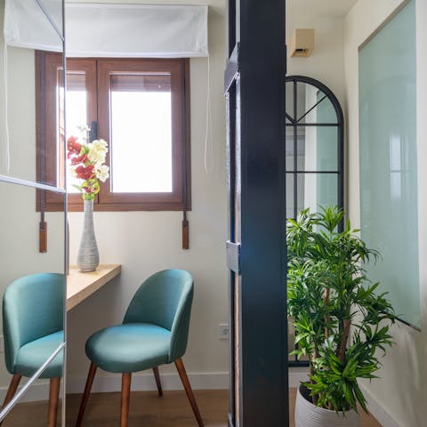 A tucked-away workspace
