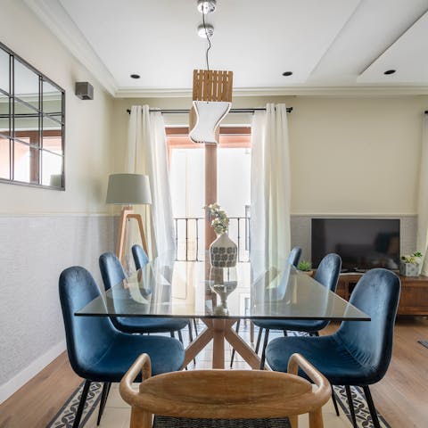 The lush dining area