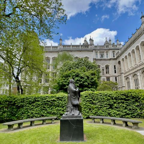 Take a two-minute walk to the striking architecture of the Royal Courts of Justice