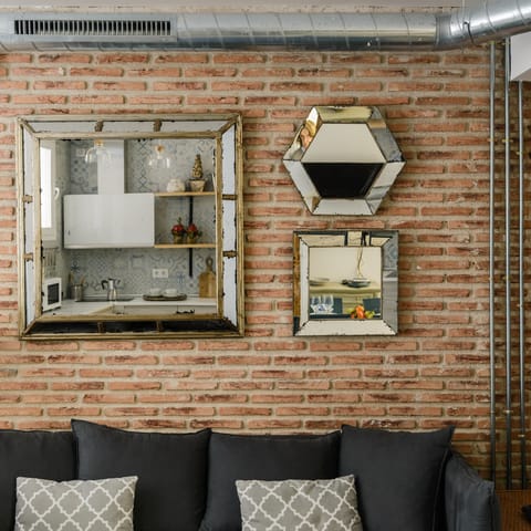 An exposed wall in the living room