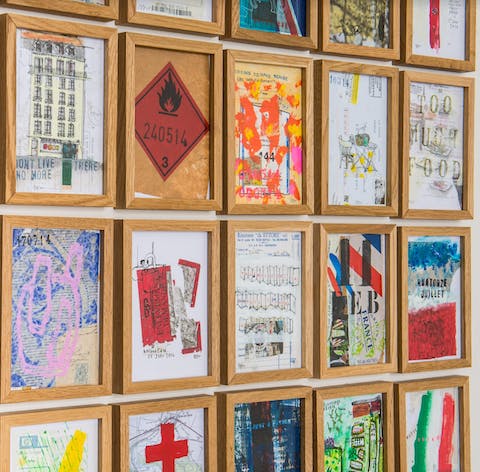 Admire the owner's artwork on display