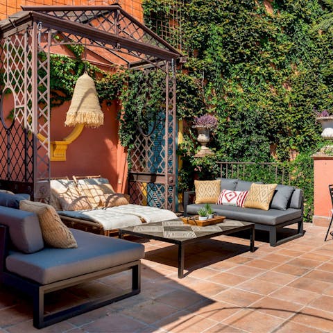 Enjoy some tinto de verano on one of two terraces