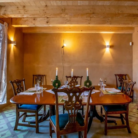 Sit down for a Sicilian meal in the vintage dining area