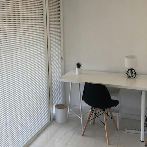 Set yourself up at the desk and get some remote work or study done during your stay