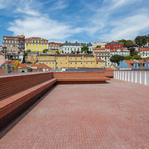 The communal rooftop terrace