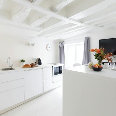 Spotless kitchen with plenty of work surfaces