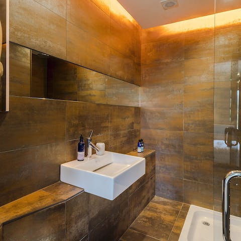 Take as long as you like getting ready in the industrial-chic bathroom