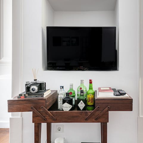 Fix a drink from the vintage mini bar and relax after a slap up feast of Portuguese cuisine