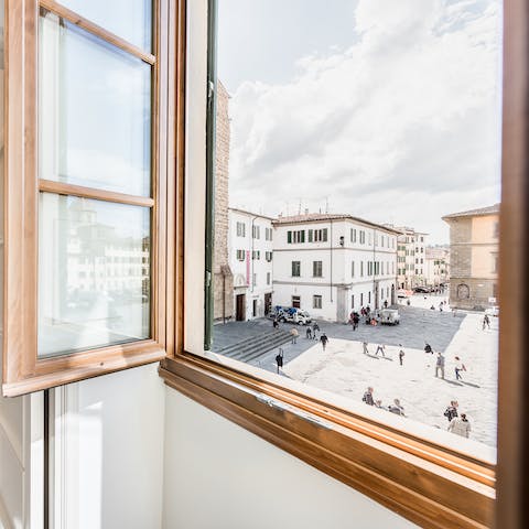 Look out over the Piazza del Carmine