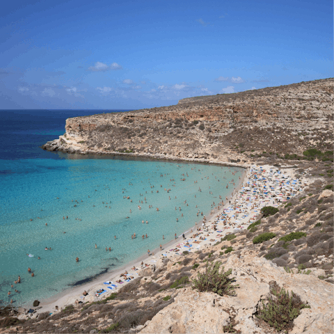 Head to the beach, the nearest is Guitgia beach, seconds away