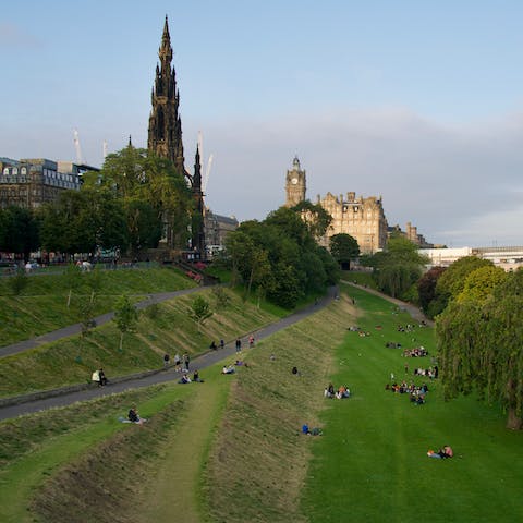 Stroll ten minutes to Princes Street Gardens and admire the views of the castle