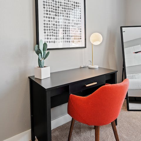 Catch up on work emails at the study desk