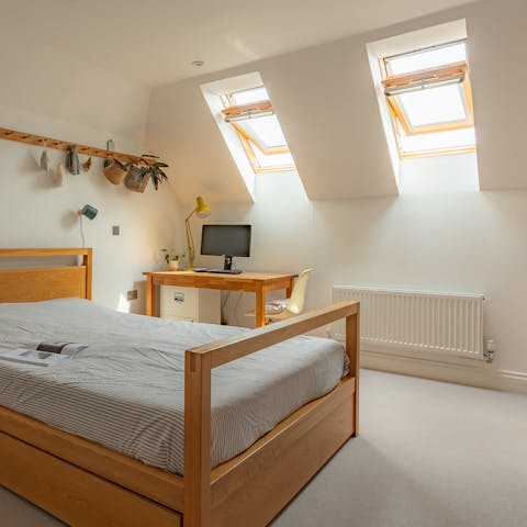 Get some work done in peace and quiet at the desk on the third floor