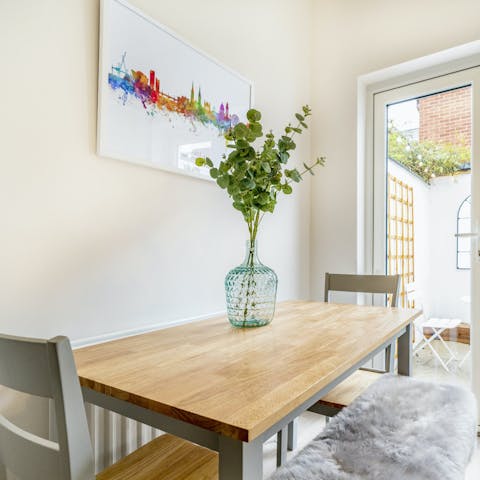 Enjoy some breakfast and draw up plans at the dining table