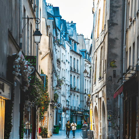 Meander through the charming streets of the Marais