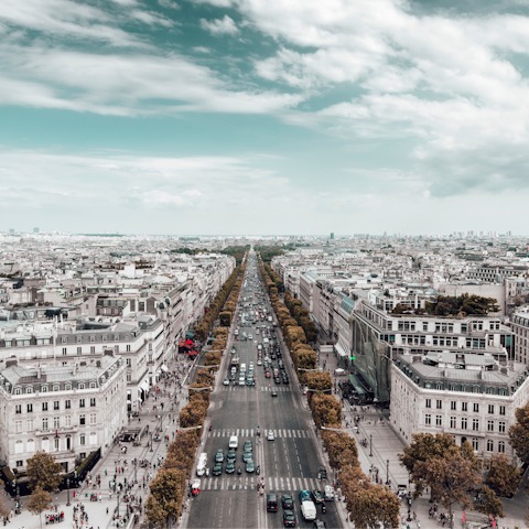 Shop for souvenirs in the boutiques of nearby Champs-Élysées
