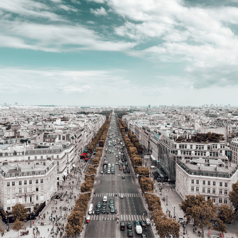 Shop for souvenirs in the boutiques of nearby Champs-Élysées