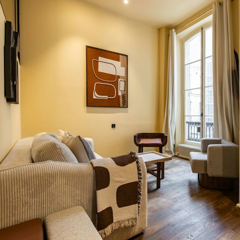 Read your guidebook with a coffee in the cosy living room