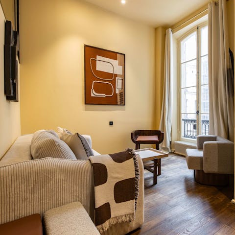 Read your guidebook with a coffee in the cosy living room