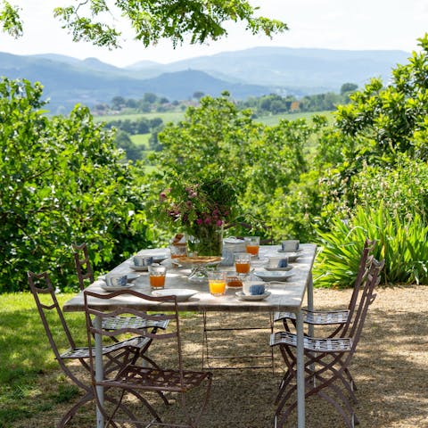 Set the table outside for some alfresco dining with a view