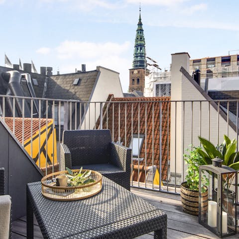 See the city skyline from the sanctuary of the roof-terrace