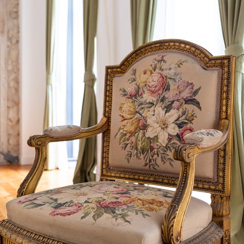 This antique floral chair