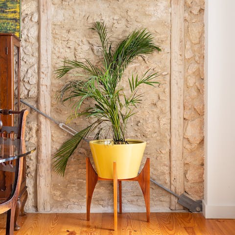 The exposed brick walls