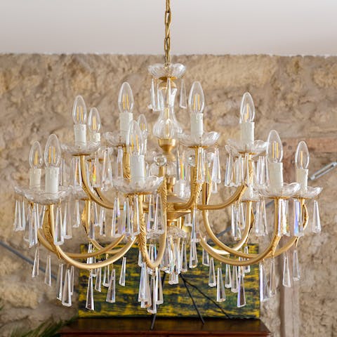 The ornate chandelier