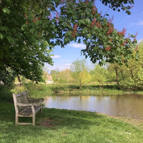 Have a picnic by the pond before finishing the afternoon at village pub