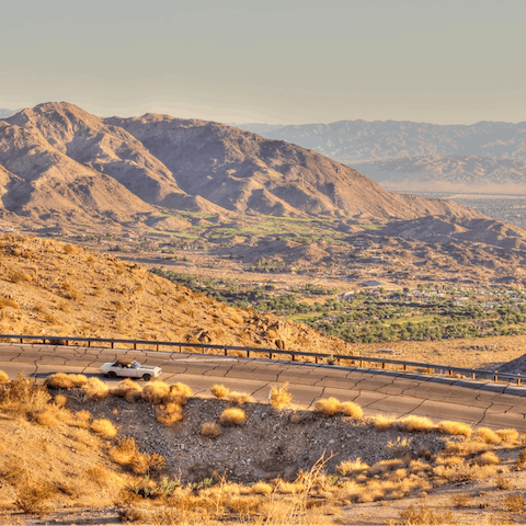 Stay in the stark Coachella Valley, a ten-minute drive from the Santa Rosa and San Jacinto Mountains