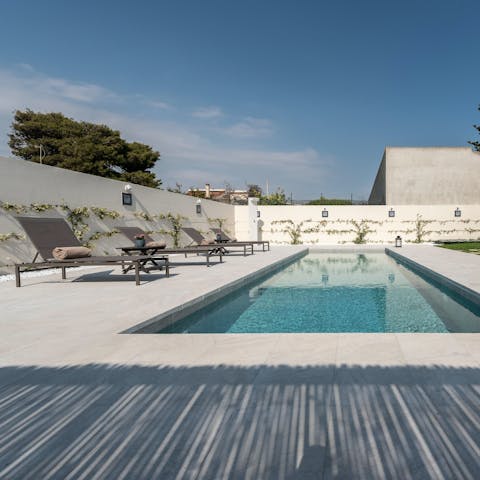 Soak up the Sicilian sun from in or beside the private pool
