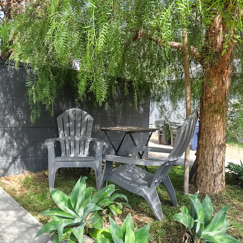 Find serenity in your private, leafy spot under the trees
